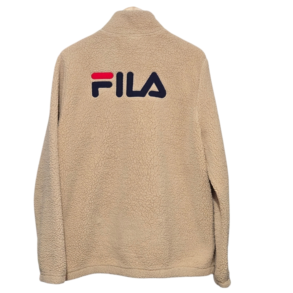 FILA Beige Sherpa Full-zip Fleece Jacket Size Medium